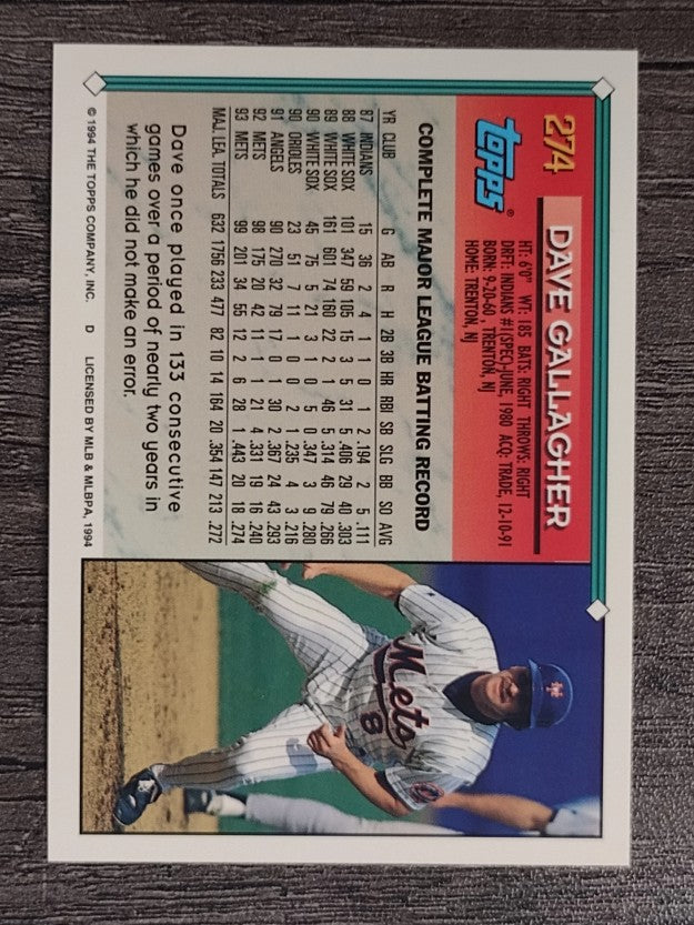 1994 Topps #274 Dave Gallagher