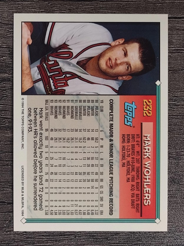 1994 Topps #232 Mark Wohlers