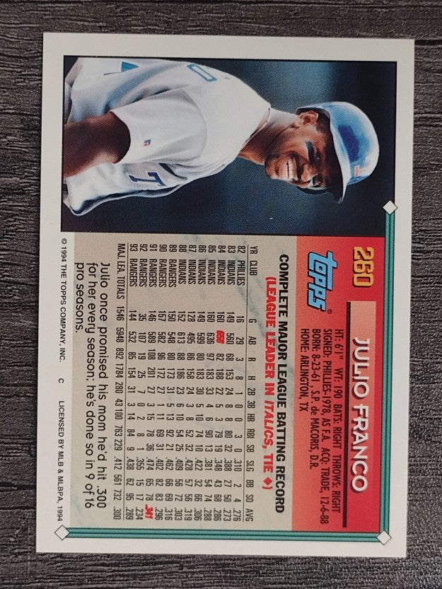 1994 Topps #260 Julio Franco