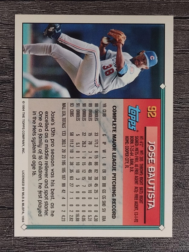 1994 Topps #92 Jose Bautista