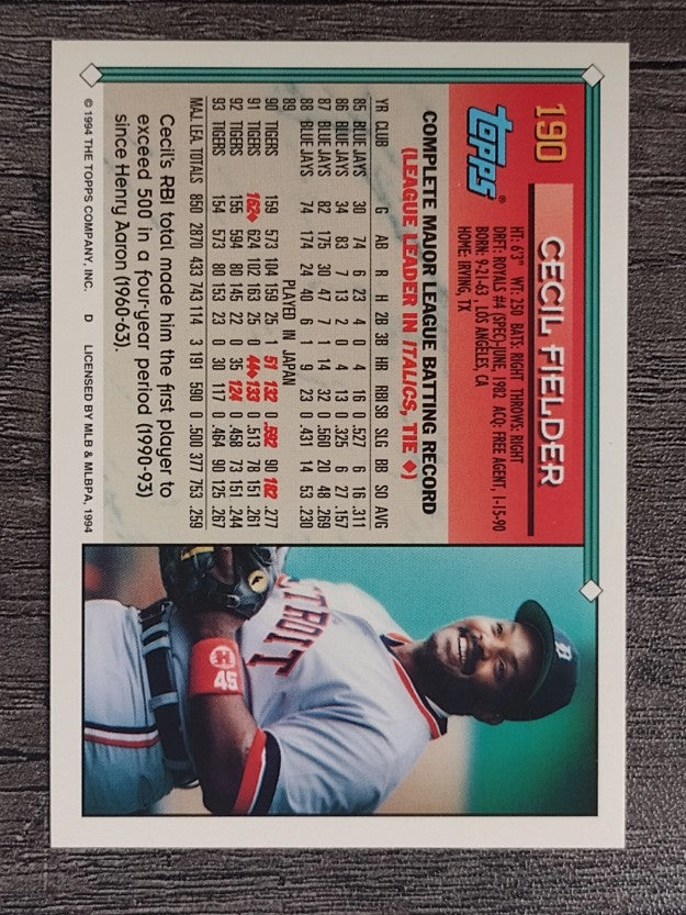 1994 Topps #190 Cecil Fielder