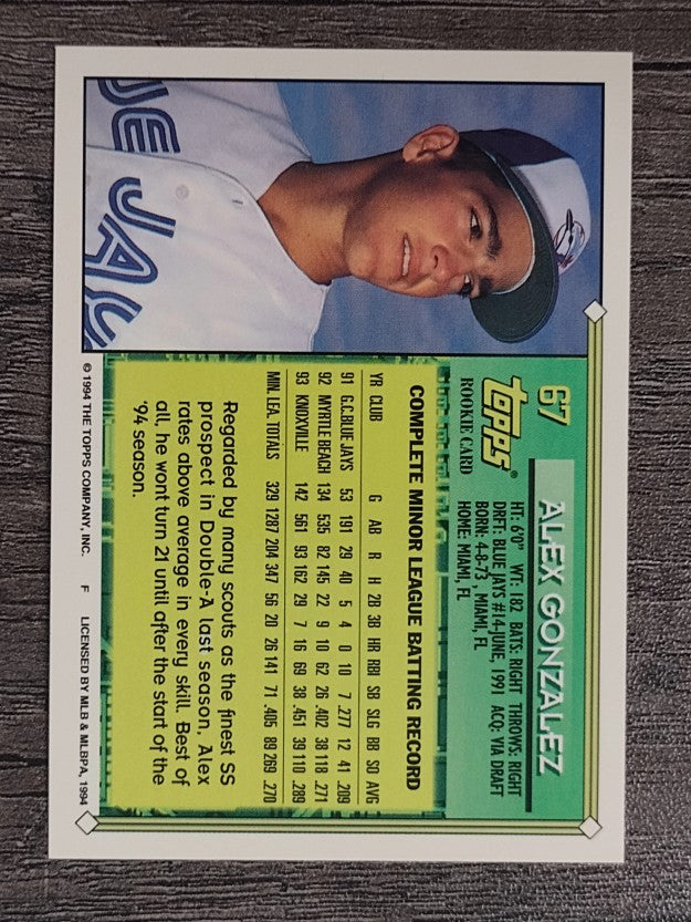 1994 Topps #67 Alex Gonzalez