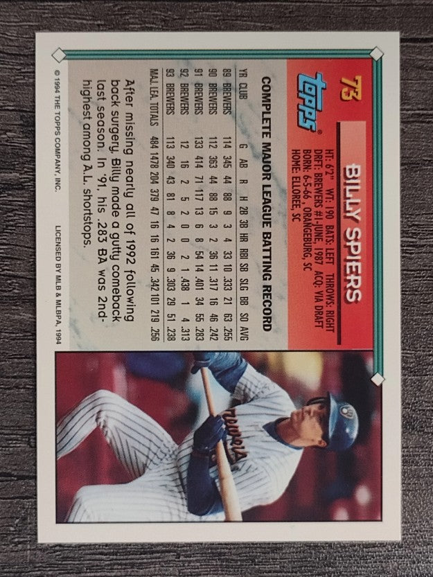 1994 Topps #73 Billy Spiers
