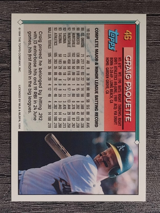 1994 Topps #46 Craig Paquette