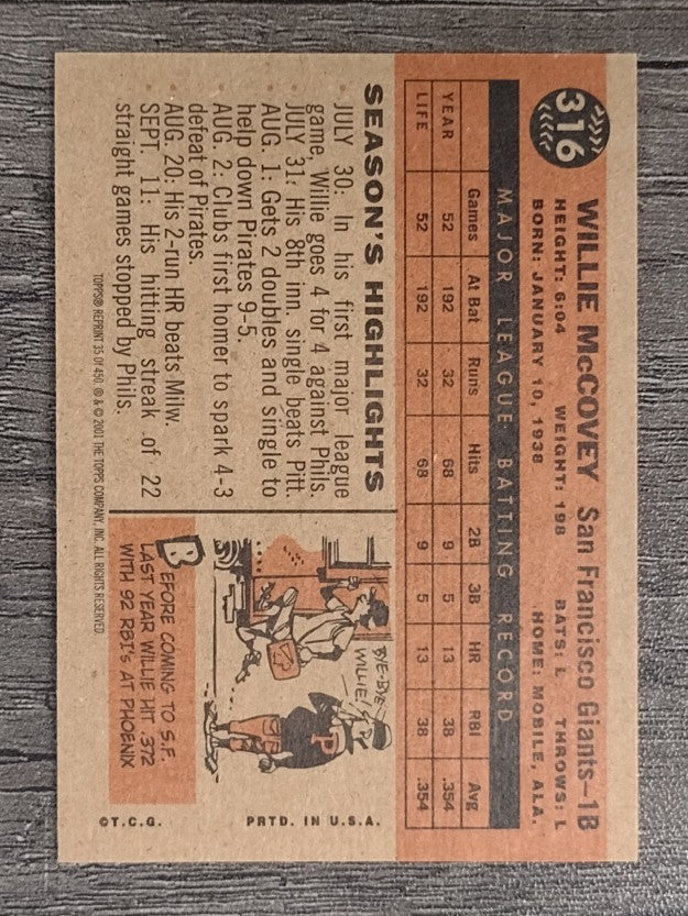 2001 Topps Archives #35 Willie McCovey 60