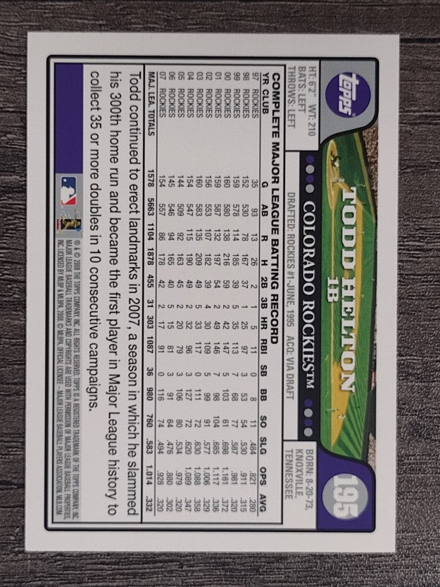 2008 Topps Gold Foil #195 Todd Helton