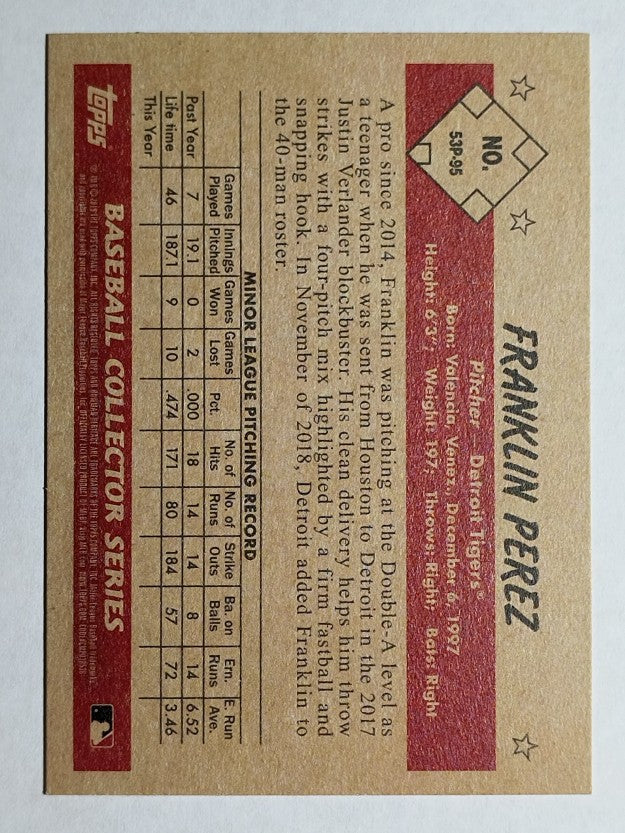 2019 Bowman Heritage Prospects #53P95 Franklin Perez