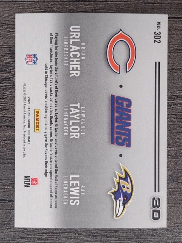 2021 Score 3D #2 Brian Urlacher/Lawrence Taylor/Ray Lewis
