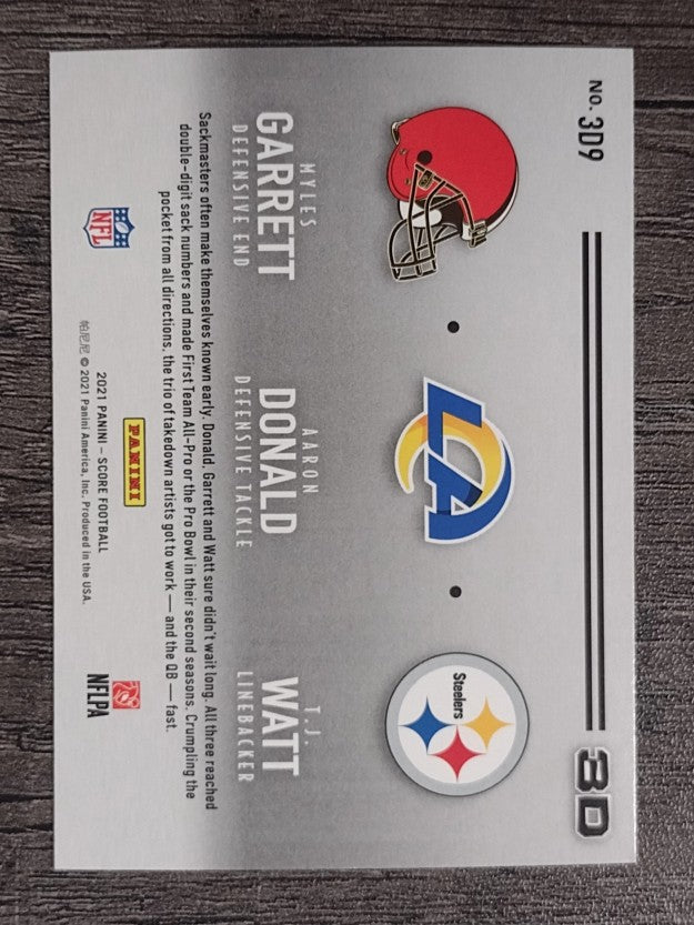 2021 Score 3D #9 Aaron Donald/Myles Garrett/T.J. Watt