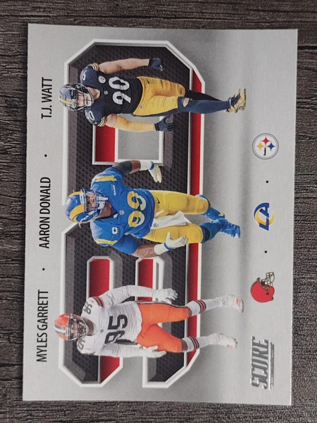 2021 Score 3D #9 Aaron Donald/Myles Garrett/T.J. Watt