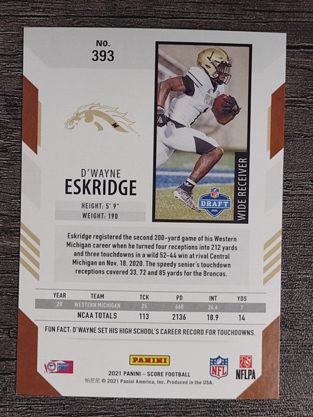 2021 Score #393 D'Wayne Eskridge RC