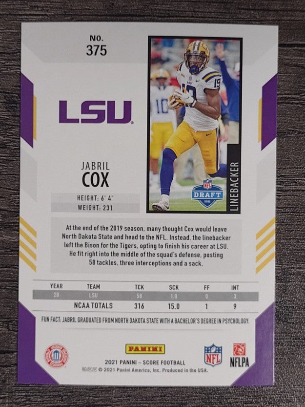 2021 Score #375 Jabril Cox RC