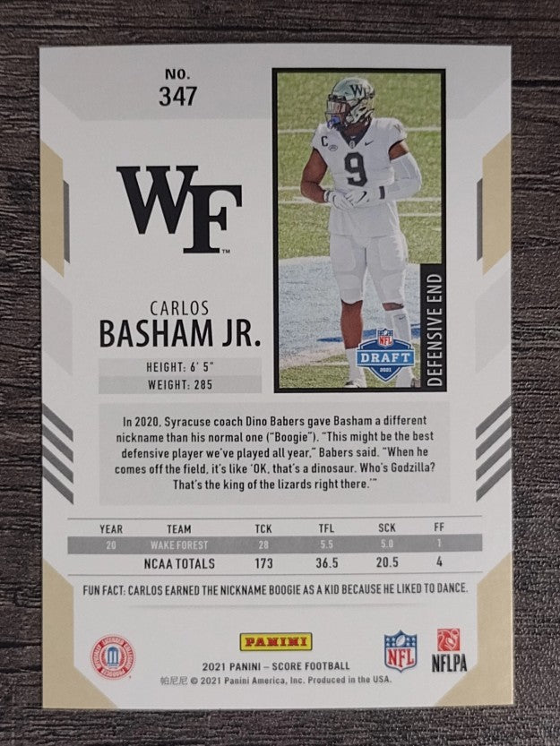 2021 Score #347 Carlos Basham Jr. RC