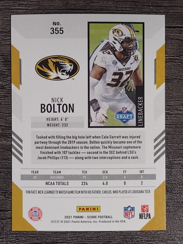 2021 Score #355 Nick Bolton RC