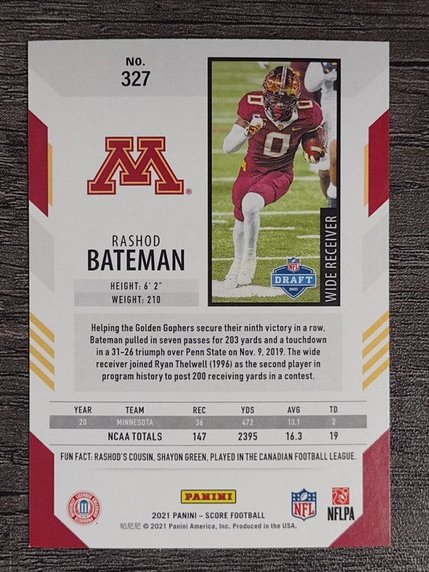 2021 Score #327 Rashod Bateman RC