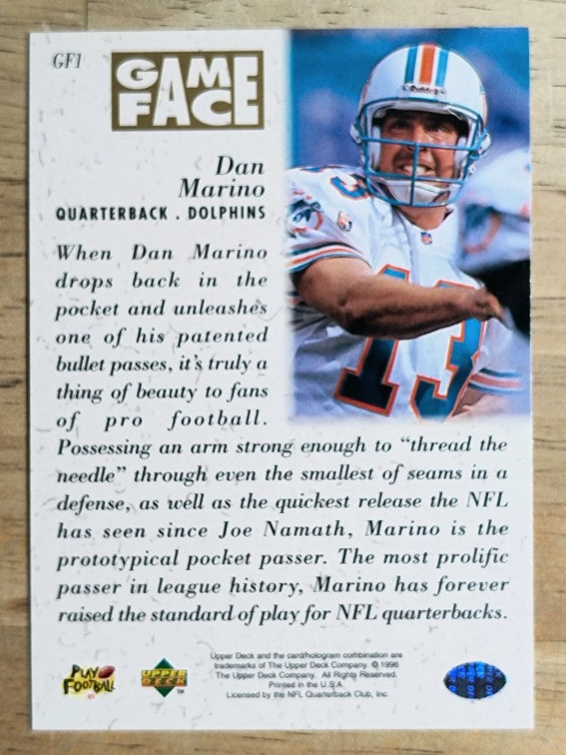 1996 Upper Deck Game Face #GF1 Dan Marino