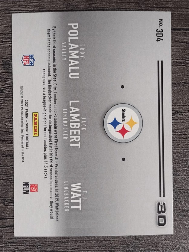2021 Score 3D #4 Jack Lambert/T.J. Watt/Troy Polamalu