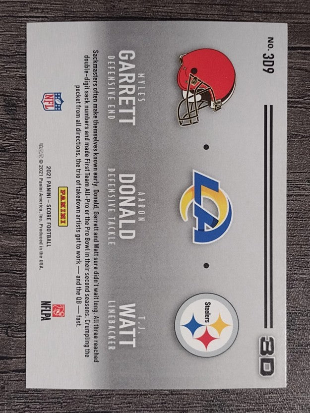 2021 Score 3D #9 Aaron Donald/Myles Garrett/T.J. Watt
