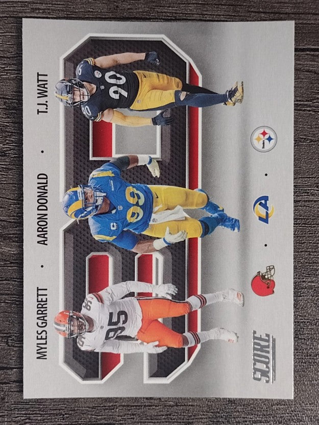 2021 Score 3D #9 Aaron Donald/Myles Garrett/T.J. Watt