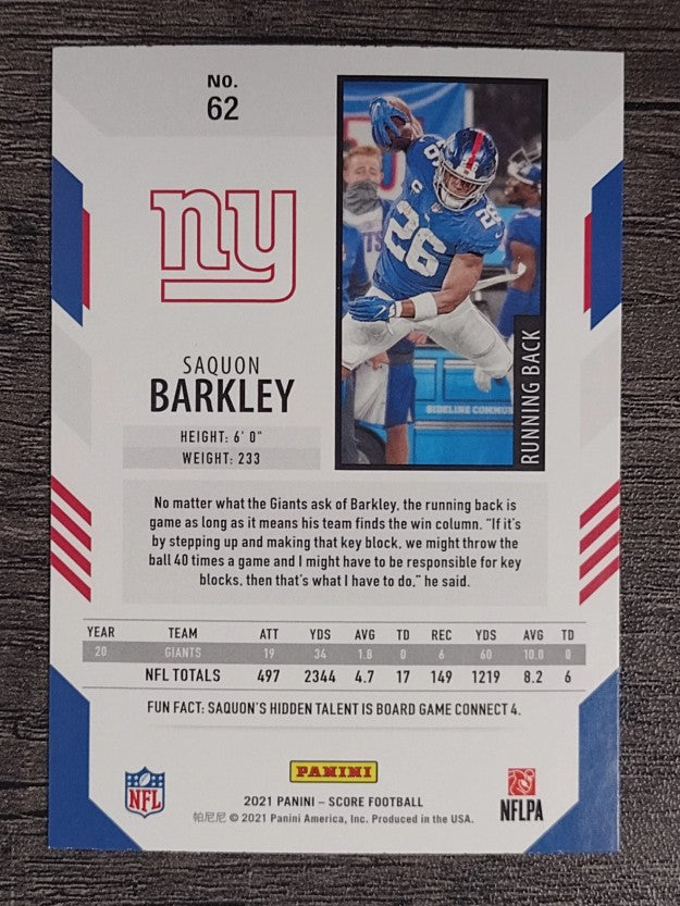2021 Score Red #62 Saquon Barkley