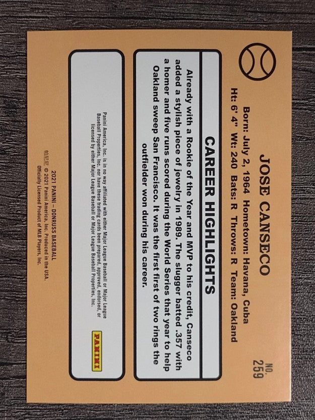 2021 Donruss #259 Jose Canseco RETRO