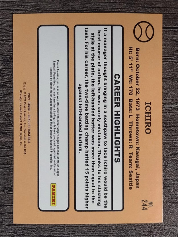 2021 Donruss #244 Ichiro Suzuki RETRO