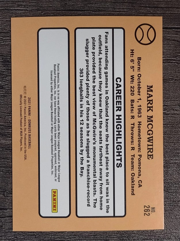 2021 Donruss #262 Mark McGwire RETRO