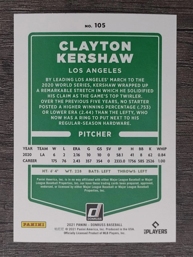 2021 Donruss Variations #105 Clayton Kershaw