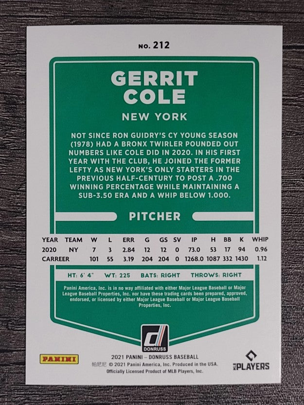 2021 Donruss #212 Gerrit Cole