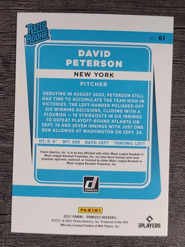 2021 Donruss #61 David Peterson RR RC