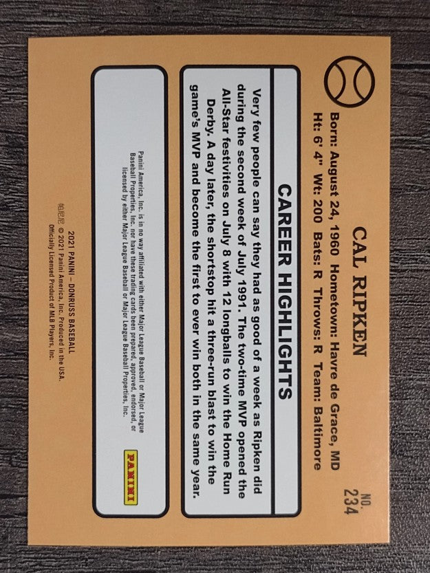 2021 Donruss #234 Cal Ripken RETRO