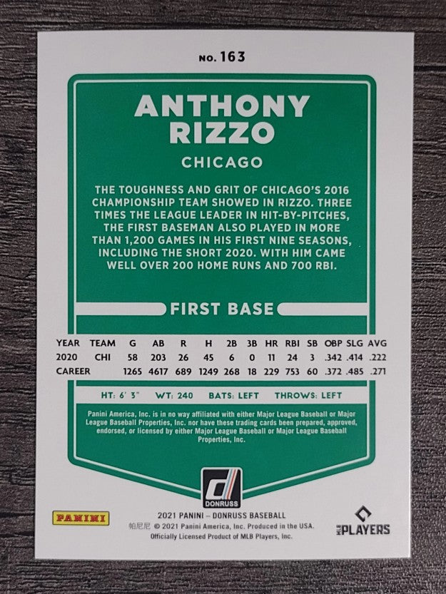 2021 Donruss #163 Anthony Rizzo