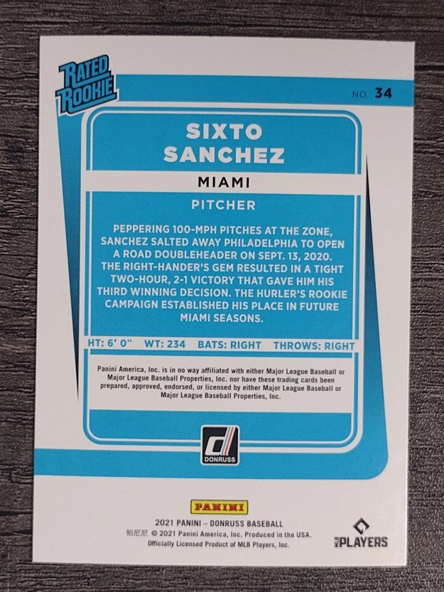 2021 Donruss #34 Sixto Sanchez RR RC