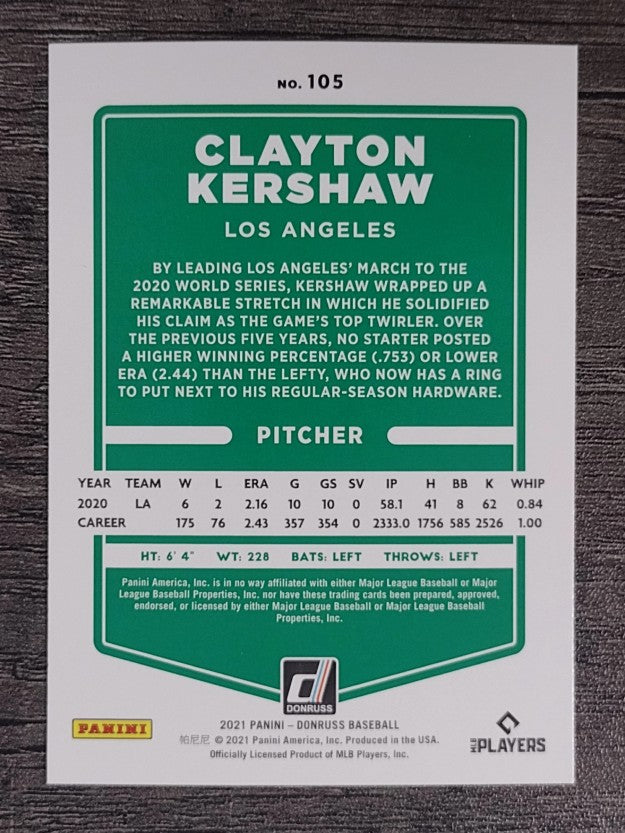 2021 Donruss #105 Clayton Kershaw