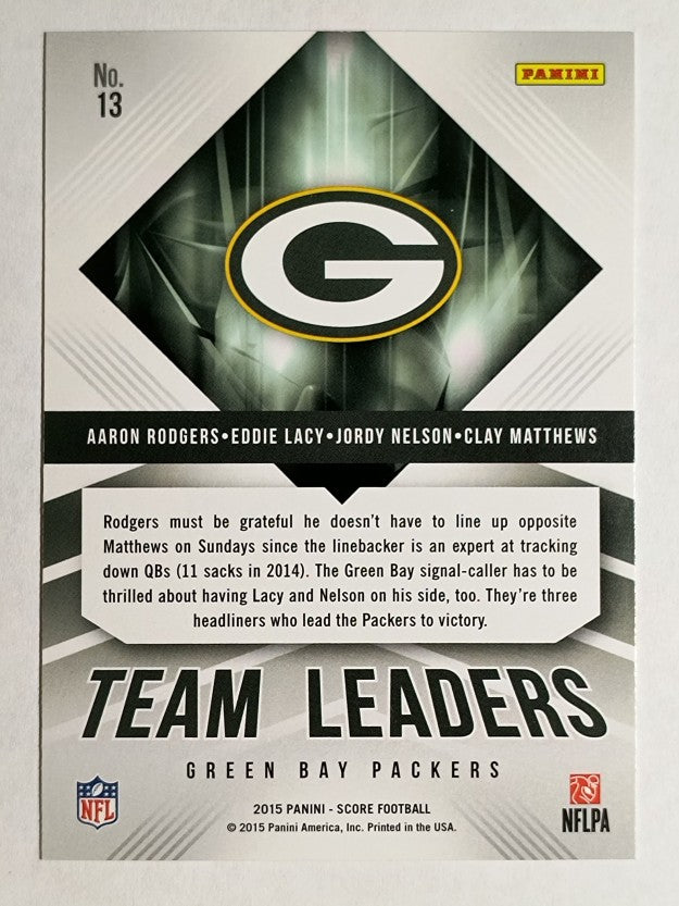 2015 Score Team Leaders Gold Aaron Rodgers/Clay Matthews/Eddie Lacy/Jordy Nelson