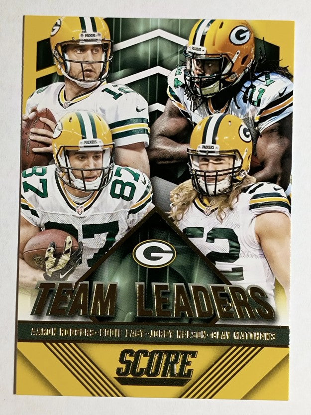 2015 Score Team Leaders Gold Aaron Rodgers/Clay Matthews/Eddie Lacy/Jordy Nelson