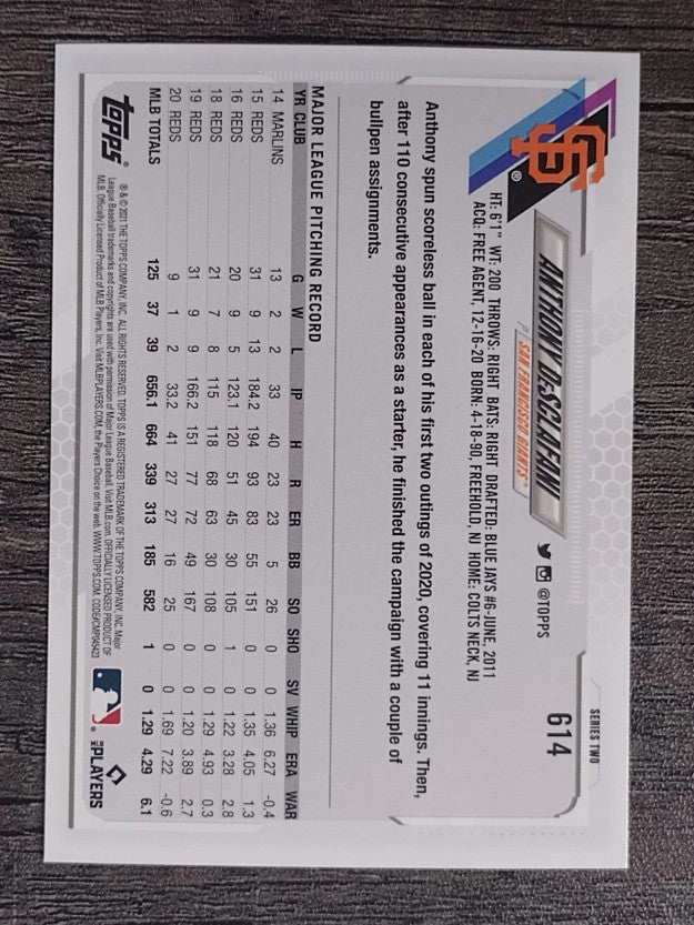 2021 Topps #614 Anthony DeSclafani