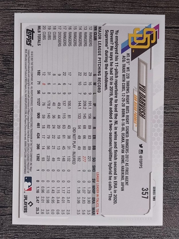 2021 Topps #357 Yu Darvish