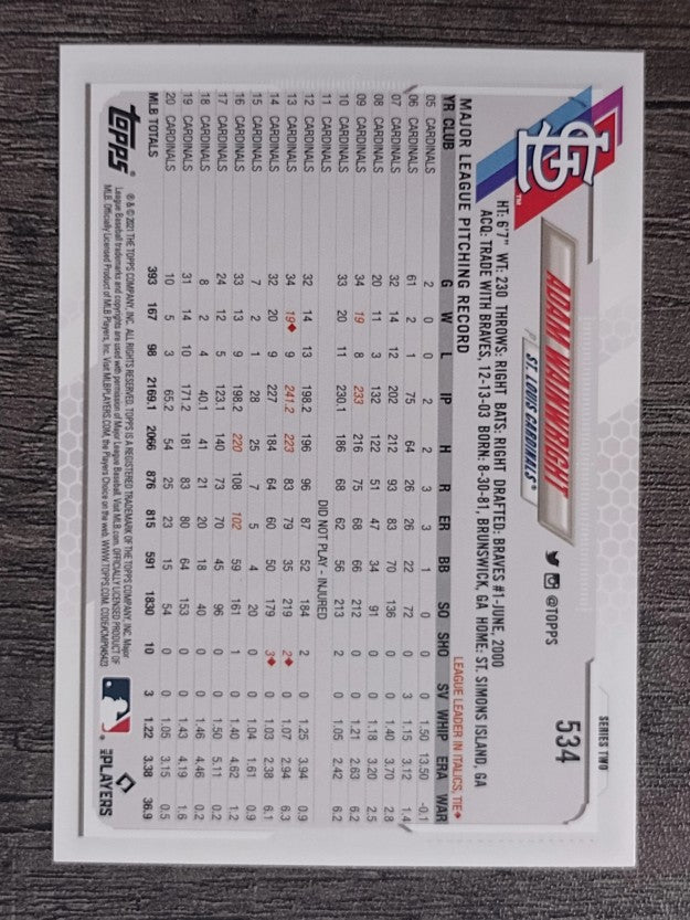 2021 Topps #534 Adam Wainwright