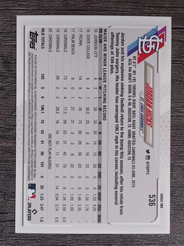 2021 Topps #536 Jordan Hicks