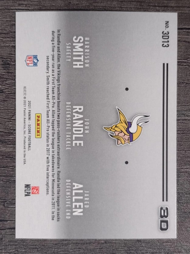 2021 Score 3D #13 Harrison Smith/Jared Allen/John Randle