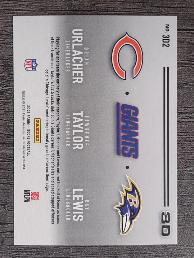 2021 Score 3D #2 Brian Urlacher/Lawrence Taylor/Ray Lewis