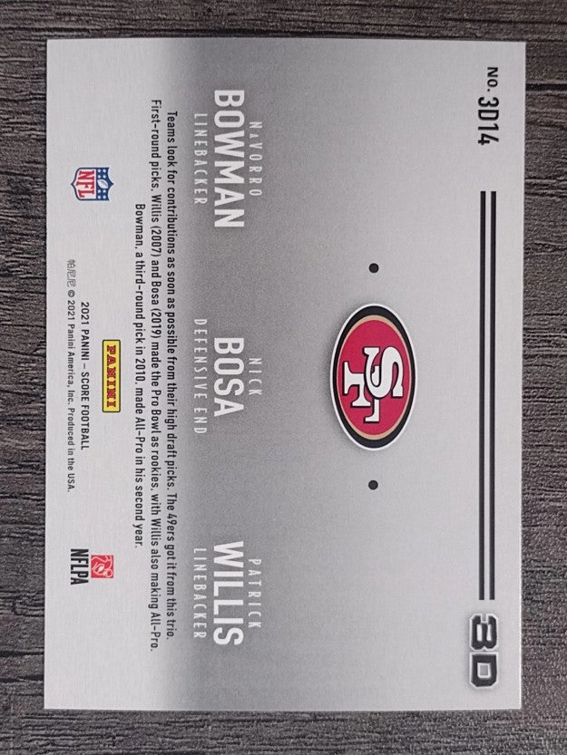 2021 Score 3D #14 Navorro Bowman/Nick Bosa/Patrick Willis