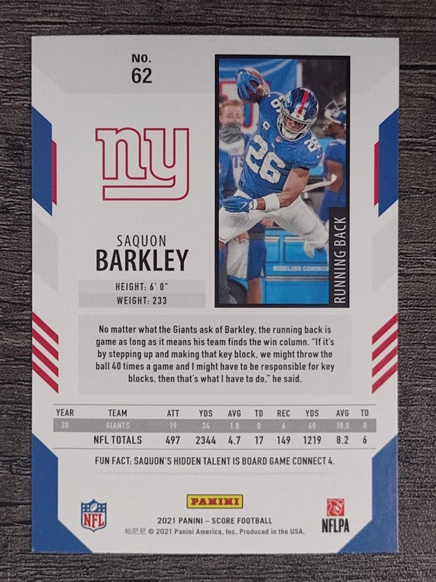 2021 Score Red #62 Saquon Barkley