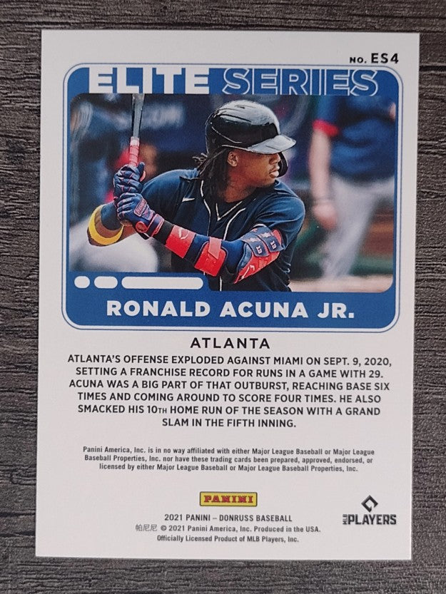 2021 Donruss Elite Series Vector #4 Ronald Acuna Jr.