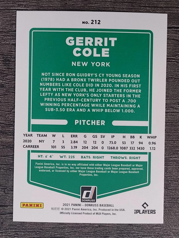 2021 Donruss Holo Red #212 Gerrit Cole
