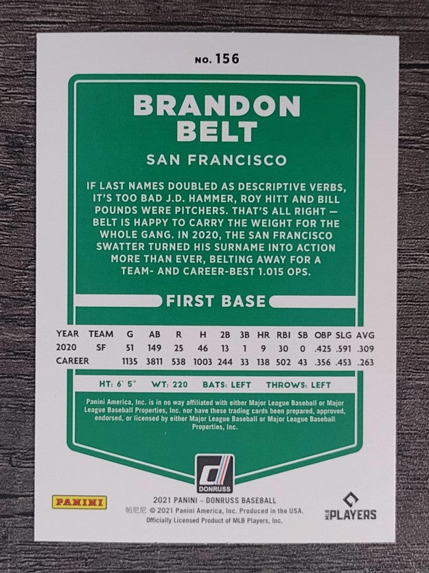 2021 Donruss Holo Red #156 Brandon Belt