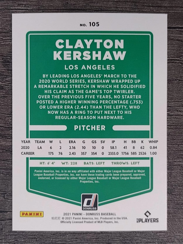 2021 Donruss Variations Holo Red #105 Clayton Kershaw