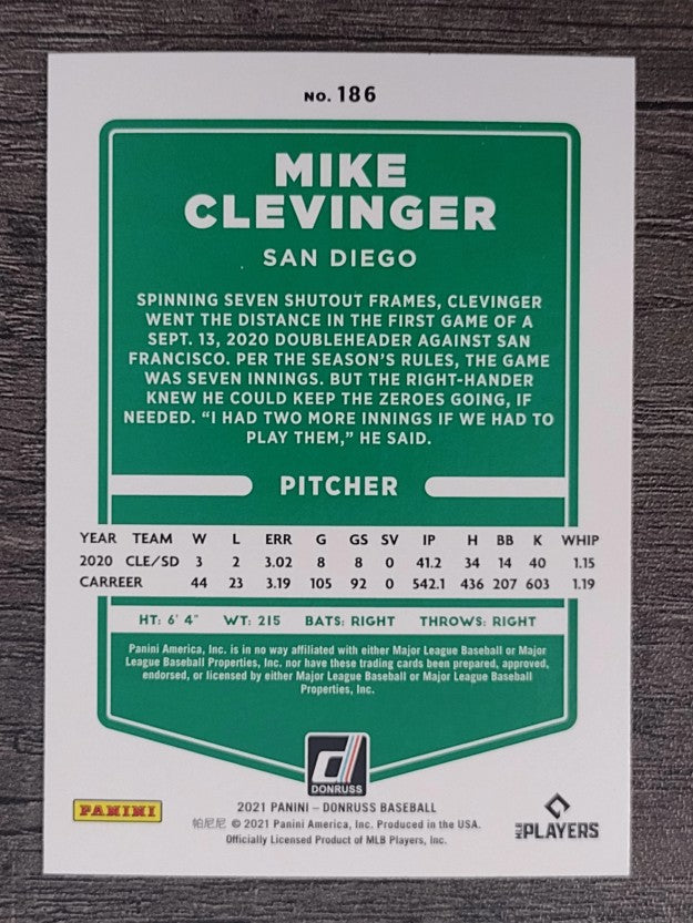 2021 Donruss Holo Red #186 Mike Clevinger
