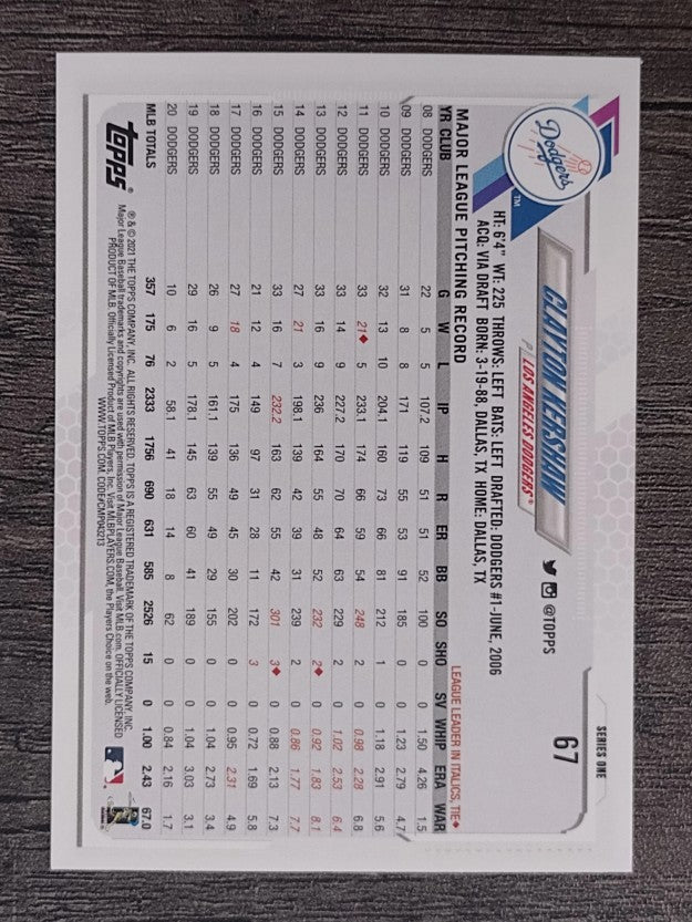 2021 Topps #67 Clayton Kershaw